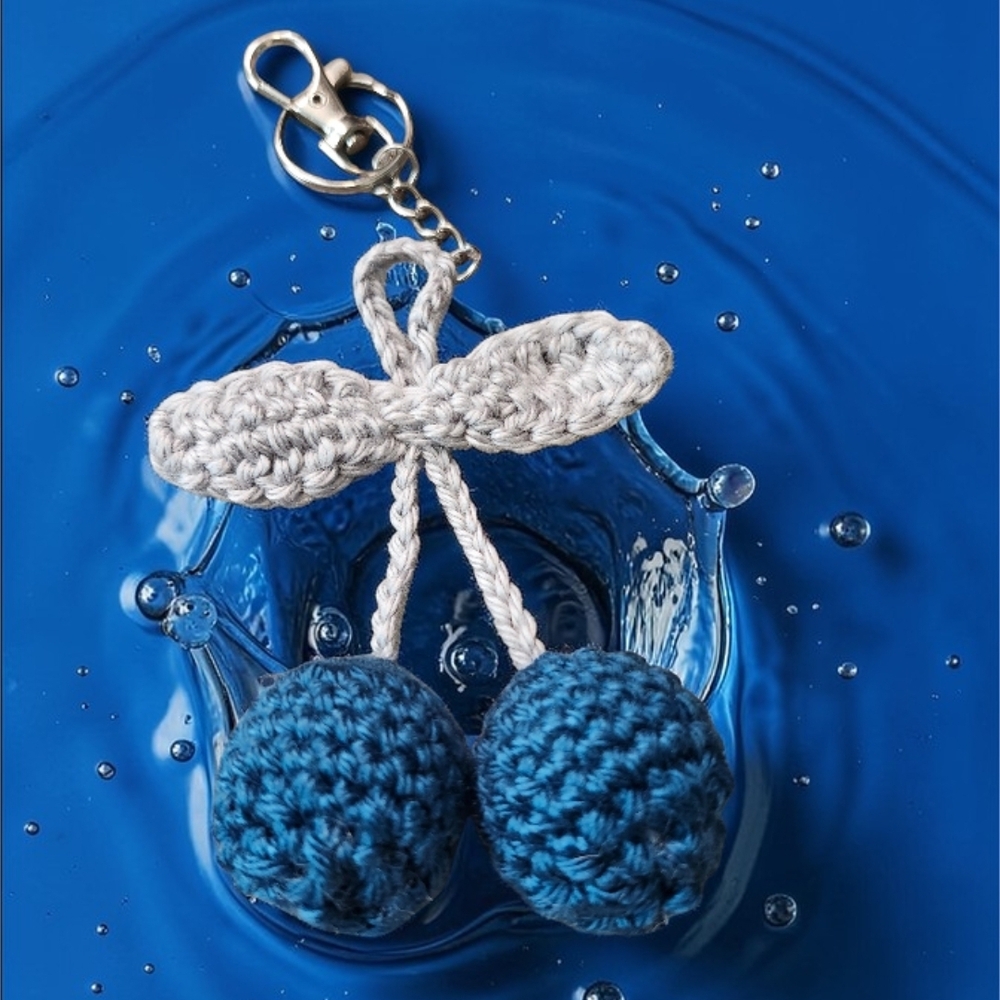 Crochet Cherry Keychain or Bag Accessory